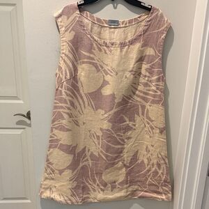 Finnkarelia Floral Patterned Flax Linen  Mini Dress/ Tunic size Small